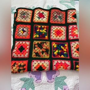 Vintage retro granny square Afghan